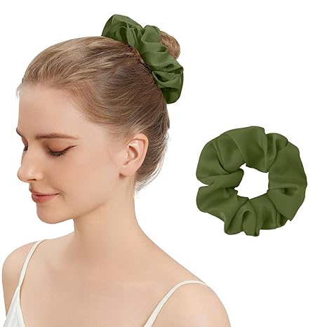 Silk Hair Scrunchies for Women-GREEN