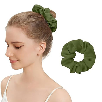 Silk Hair Scrunchies for Women-GREEN