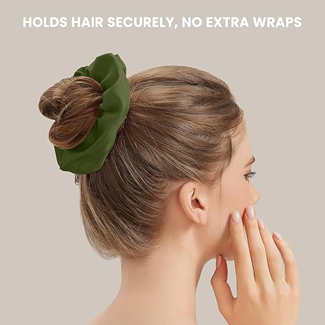 Silk Hair Scrunchies for Women-GREEN
